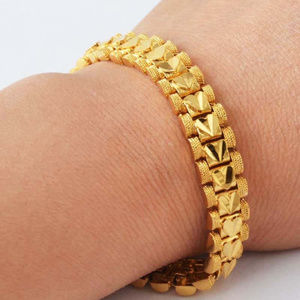 18K Yellow Gold Filled Heart Bangle Bracelet New